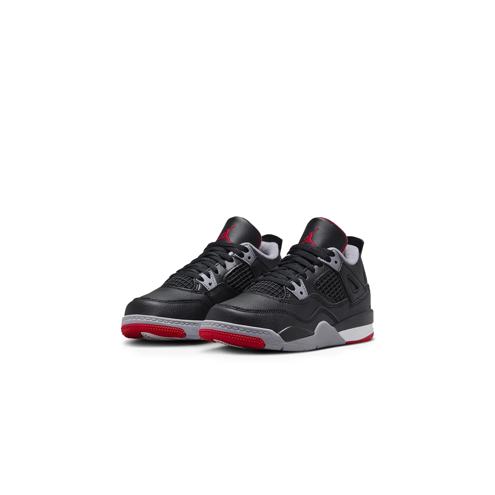 Front side view of Air Jordan 4 OG Bred Reimagined (PS) BQ7669-006